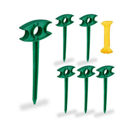 Lot de 6 piquets de fixation & ficelle, délimiter plantations, robot tondeuse, cordelette 15 m, vert - jaune - Relaxdays