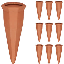 Relaxdays - Arrosage en terre cuite, lot de 10, bouteilles vin et pet 1 l, intérieur (chambre), extérieur (balcon), marron