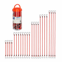 Relaxdays - Tendeurs avec crochets, lot de 24, sangles porte-bagages sur vélos, 5 tailles, attaches universelles, rouge