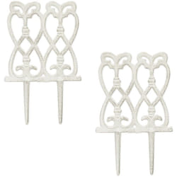 Relaxdays - Barrière de jardin, fonte fer, à planter, design antique, 2 éléments chacun hl 25 x 14,5 cm, blanche