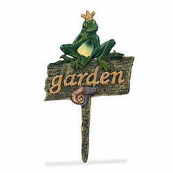 Relaxdays - Piquet décoratif pour jardin, fonte de fer, inscription garden, grenouille/escargot, 27,5x15,5 cm, multicolore