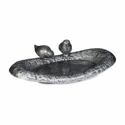 Relaxdays - Bain d'oiseaux en fonte de fer, décoration pour le jardin, h x l x p : 6,5 x 24 x 12,5 cm, argenté