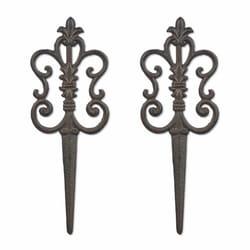 Relaxdays - Piquet décoratif pour le jardin, lot de 2, fonte fer, parterre et pot, h x l : 32 x 12 cm, extérieur, marron
