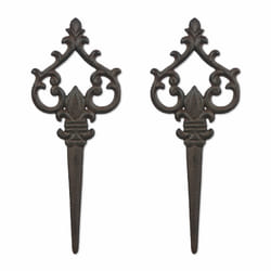 Relaxdays - Piquet décoratif pour le jardin, lot de 2, fonte fer, parterre et pot, h x l : 32 x 13 cm, extérieur, marron