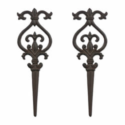 Relaxdays - Piquet décoratif pour le jardin, lot de 2, fonte fer, parterre et pot, h x l : 35 x 12 cm, extérieur, marron