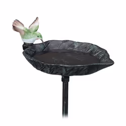Relaxdays Bain d’oiseaux fonte de fer décorationà planter HLP : 1005 x 135 x 19 cm jardin vert foncé