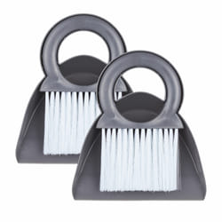 Relaxdays - Lot balai de table, 2 sets, brosse & pelle, mini balayette pour cuisine & camping, à accrocher, gris - blanc
