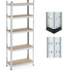 Relaxdays - tagère charge lourde, 5 niveaux, HxLxP: 180x70x30 cm, supporte jusqu'à 500 kg, acier, cave & garage, argenté