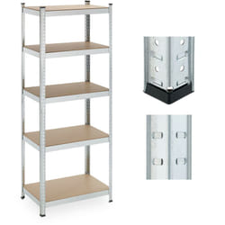 Relaxdays - tagère charge lourde, 5 niveaux, HxLxP: 180x70x45 cm, supporte jusqu'à 500 kg, acier, cave & garage, argenté
