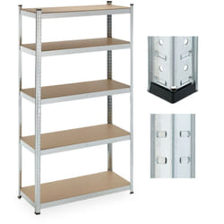 Relaxdays - tagère à charge lourde, 5 niveaux, HxLxP: 180 x 100 x 40 cm, 500 kg, acier, stockage cave & garage, argenté