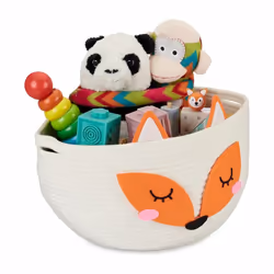 Relaxdays 4052025449872, Panier de rangement, Orange, Blanc, Rond, Coton, Image, Chambre d'enfant