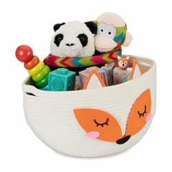 Relaxdays 4052025449872 Boîte de rangement Panier de rangement Rond Coton Orange, Blanc