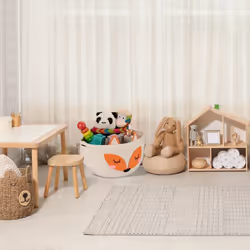 Relaxdays 4052025449872 Boîte de rangement Panier de rangement Rond Coton Orange, Blanc