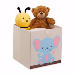 Relaxdays 4052025449919, Boîte de rangement, Beige, Bleu, Carré, Carton, Toison, Polyester, Image, Intérieure