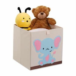 Relaxdays 4052025449919 Boîte de rangement Carré Carton, Toison, Polyester Beige, Bleu