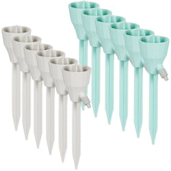 Système goutte-à-goutte, en lot de 12, pour vos plantes, arrosage automatique, valve, gris et vert - Relaxdays