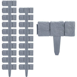 Relaxdays - Bordure de jardin, lot de 20 éléments, h x p: 10 x 25 cm, en plastique, effet pièrre, éléments de bordure, couleur grise