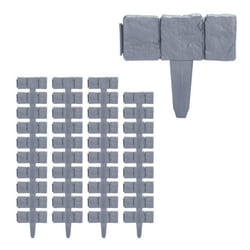 Bordure de jardin lot de 40 éléments H x P: 10 x 25 cm en plastique effet pièrre éléments de bordure couleur grise