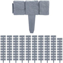 Relaxdays - Bordure de jardin, lot de 100 éléments, HxP: 10 x 25 cm, en plastique, effet pièrre, éléments de bordure, couleur grise