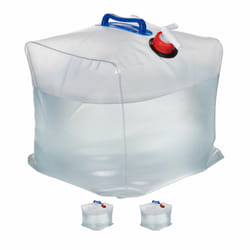 Relaxdays - Jerrican d'eau en lot de 3, 20 l, pliable, robinet, poignées, camping, sans bpa, plastique, transparent
