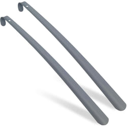 Relaxdays - Chausse-pied, set de 2, 58 cm de long, en métal, à accrocher, aide pour enfiler les chaussures, gris