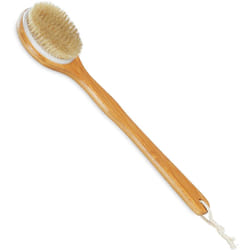 Relaxdays - Brosse pour le dos, en bambou, long manche, 40 cm, poils naturels, pour se doucher & masser, nature - crème