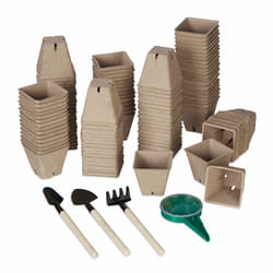 Relaxdays - Pot biodégradable, lot pratique de 120, avec outils, pour la culture, h x l x p : 5,5 x 6 x 6 cm, marron