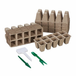 Relaxdays - Pot biodégradable, lot pratique de 240, accessoires inclus, pour la culture, hlp : 5 x 3,5 x 3,5 cm, marron