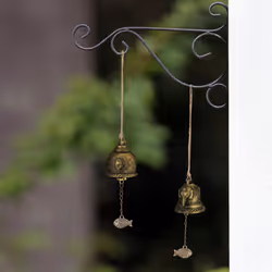 Relaxdays - Carillon à vent en lot de 4, métallique, décoration de jardin, sons apaisants, bouddhas, éléphants, doré