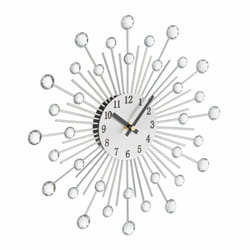Relaxdays - Horloge murale, design argenté, fonctionne avec une pile, analogique, diamètre 33 cm, pour le salon, argenté