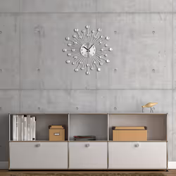Relaxdays - Horloge murale, design argenté, fonctionne avec une pile, analogique, diamètre 33 cm, pour le salon, argenté