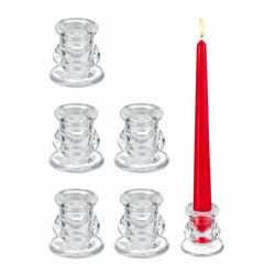 Porte-bougies en verre, lot de 6, bougeoirs pour chandelles, h x d : 5,5 x 5,5 cm, transparent - Relaxdays