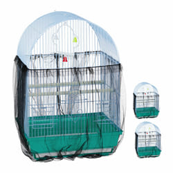 Housse pour cage à oiseaux, lot de 3, filet de protection, plumes, poussière, circonférence jusqu'à 2 m, noir - Relaxdays