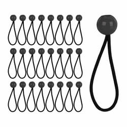 Relaxdays - Tendeurs avec boule, lot de 25, sangles de 22 cm, fixations, pour fixer bâches, tentes & trampolines, noir