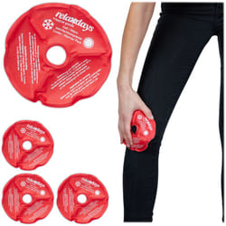 Poches gel genoux, lot de 4, compresses effet chaud ou froid, réutilisables, encoche pour la mobilité, rouge - Relaxdays