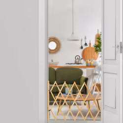 Barrière de sécurité pour chiens, jusqu'à 96 cm, 48,5 - 60 cm de haut, bambou, escaliers & porte, nature - Relaxdays