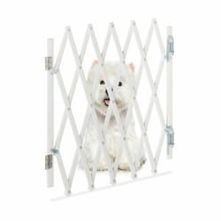 Barrière de sécurité pour chiens, jusqu'à 96 cm, 48,5-60 cm de haut, bambou, escaliers & porte, blanc - Relaxdays