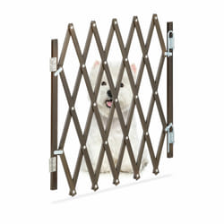 Relaxdays - Barrière de sécurité extensible jusqu'à 96 cm, chiens, 48,5-60 cm de haut, bambou, escaliers & porte, marron