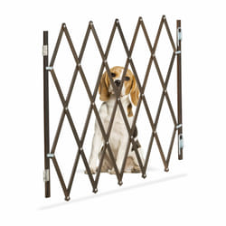 Relaxdays - Barrière de sécurité extensible jusqu'à 118 cm, chiens, 69-82,5 cm de haut, bambou, escaliers & porte, marron