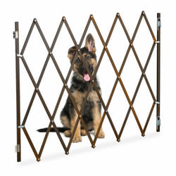 Barrière de sécurité pour chiens, jusqu'à 130 cm, 87,5-100 cm de haut, bambou, escaliers & porte, marron - Relaxdays
