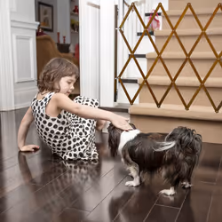Barrière de sécurité pour chiens, jusqu'à 130 cm, 87,5-100 cm de haut, bambou, escaliers & porte, marron - Relaxdays