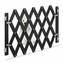 Relaxdays Barrière de sécurité pour chiens, jusqu’à 108,5 cm, 47,5-60 cm de haut, bambou, escaliers & porte, noir