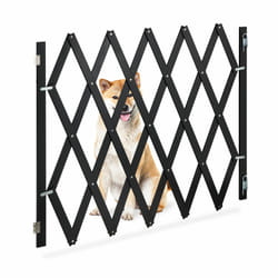 Barrière de sécurité pour chiens, jusqu'à 140 cm, 87 - 97 cm de haut, bambou, animaux, escaliers & porte, noir - Relaxdays
