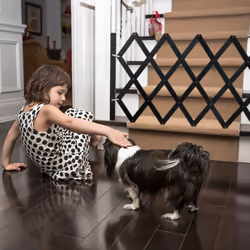 Barrière de sécurité pour chiens, jusqu'à 140 cm, 87 - 97 cm de haut, bambou, animaux, escaliers & porte, noir - Relaxdays