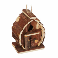 Relaxdays - Cabane à oiseaux décorative, bois de sapin, à suspendre ou poser, h x l x p : 14,5 x 10,5 x 7,5 cm, nature