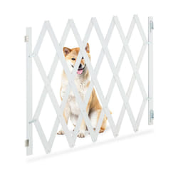 Relaxdays - Barrière de sécurité, en bambou, pour chien, largeur 34-140 cm, hauteur : 87-99 cm, escaliers & porte, blanche