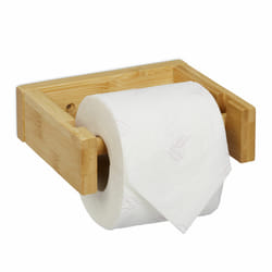 Relaxdays - Support papier toilette en bambou, pour salle de bains & wc, mural, autocollant, HxLxP: 5x16x13 cm, nature