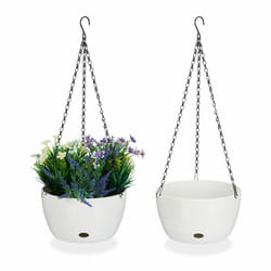 Relaxdays pot de fleurs avec réservoir d'eau, lot de 2, HxD : 60 x 24 cm, pour intérieur et extérieur, plastique, blanc