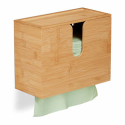 Distributeur de serviettes en papier taille H2, couvercle, à suspendre, bambou, hlp : 21x27x13 cm, nature - Relaxdays