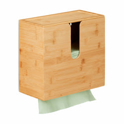 Distributeur de serviettes en papier taille H2, couvercle, à suspendre, bambou, hlp : 26x27x13 cm, nature - Relaxdays